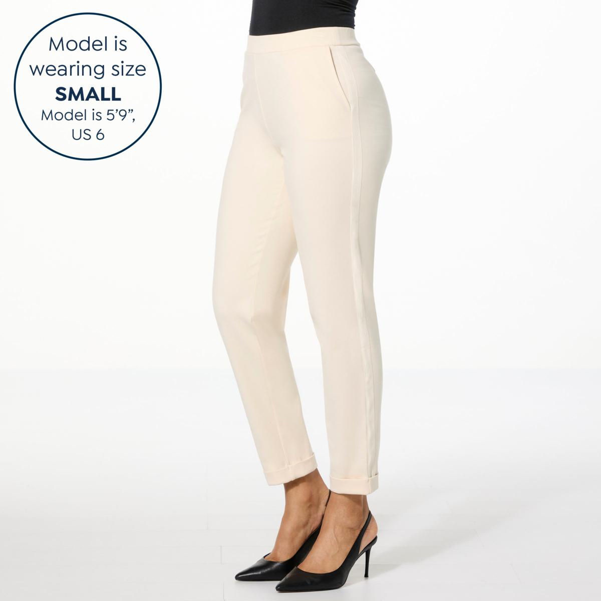 aymfllページ IMAN Global Chic Tapered Ponte Pant with Faux Leather Trim