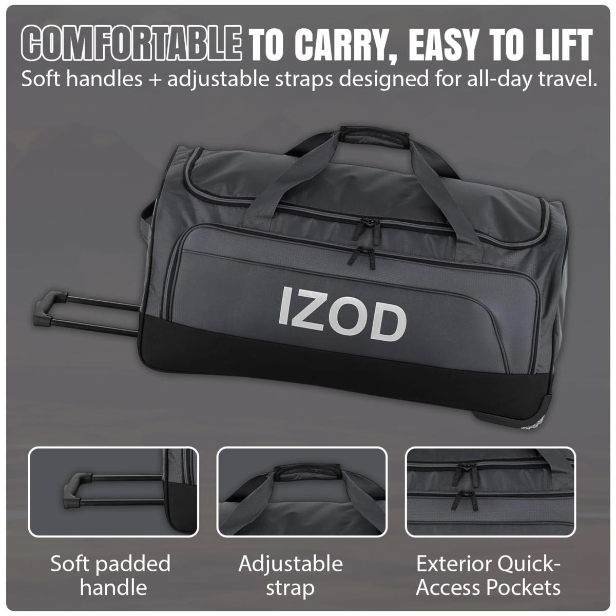 IZOD Katy 20" Rolling, Duffel Bag with Wheels & Telescopic Handle