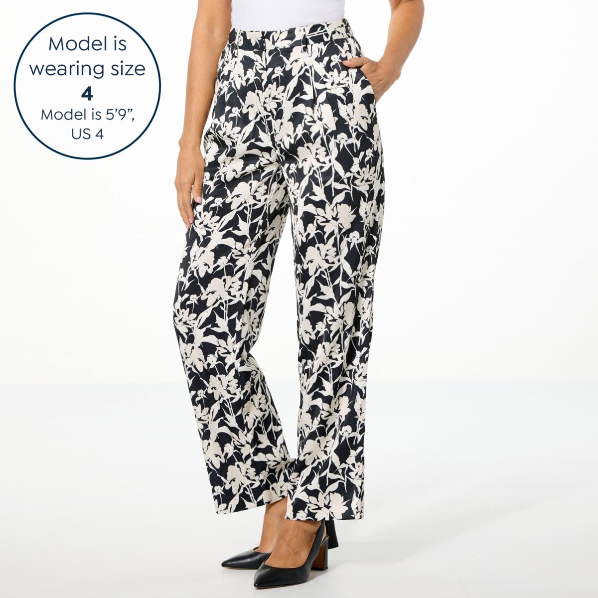 Jaclyn Smith Floral Jacquard Pleated Pant | HSN