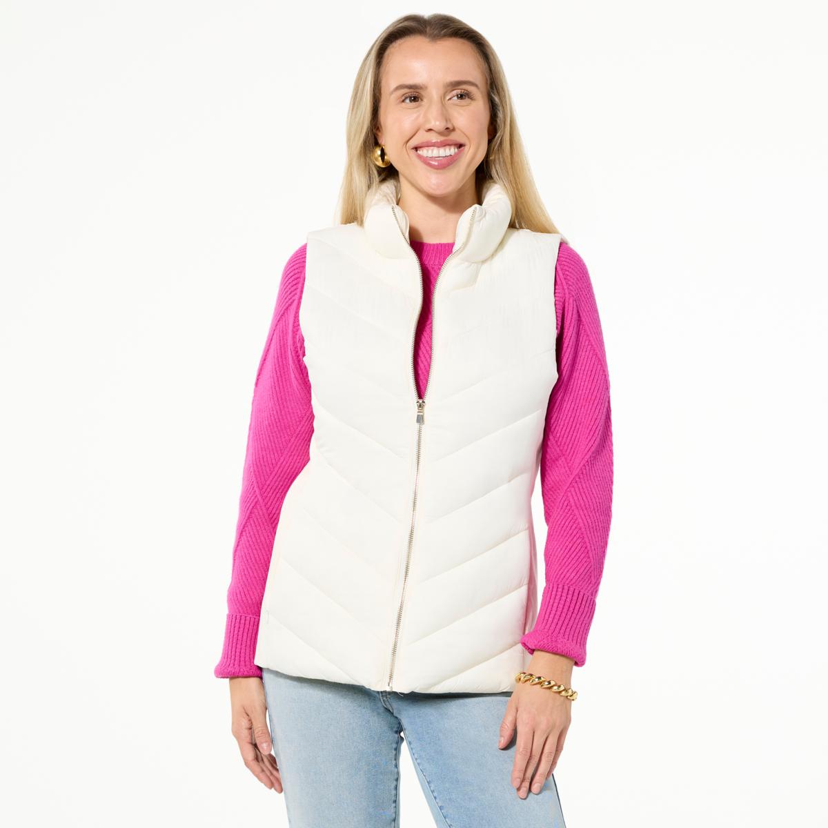 Jaclyn Smith Quilted Chevron Design Puffer Vest Jaclyn Smith Quilted Chevron Design Puffer Vest