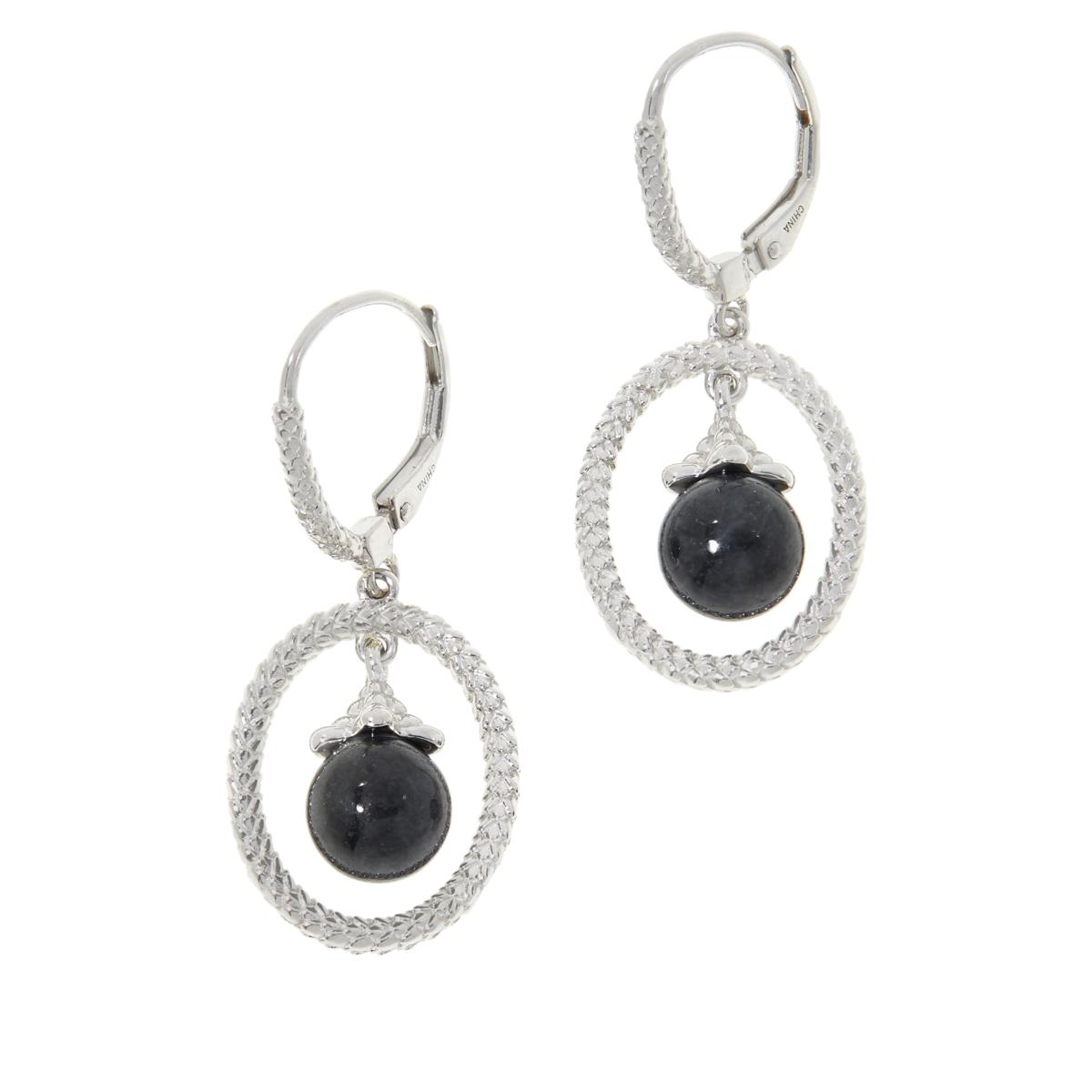 Jade of Yesteryear Sterling Silver Round Jade Bead Drop Earrings