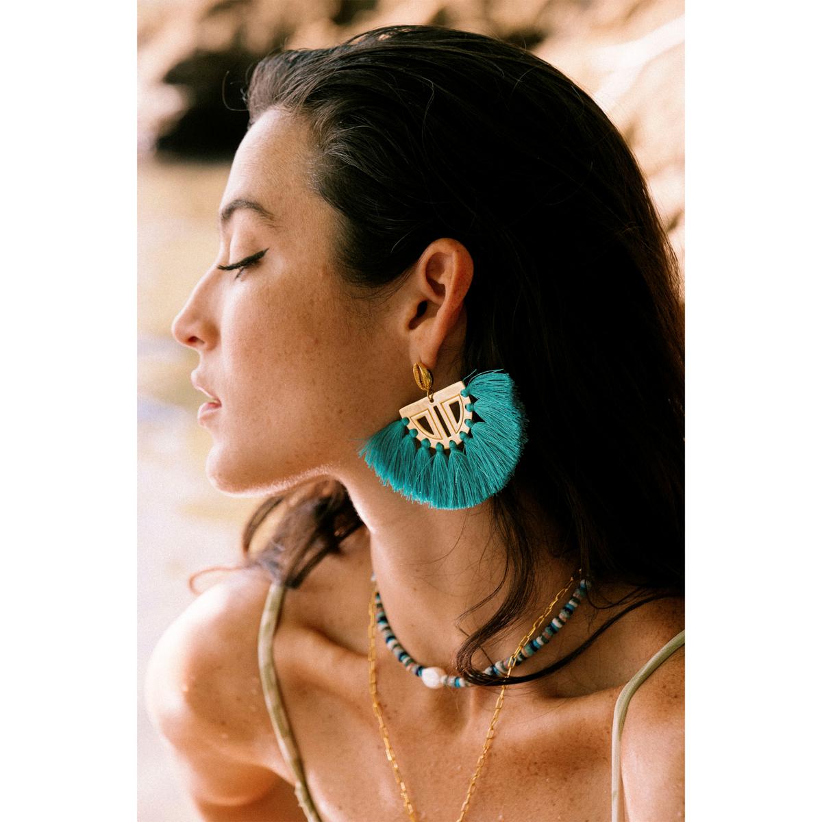 Turquoise tassel store earrings