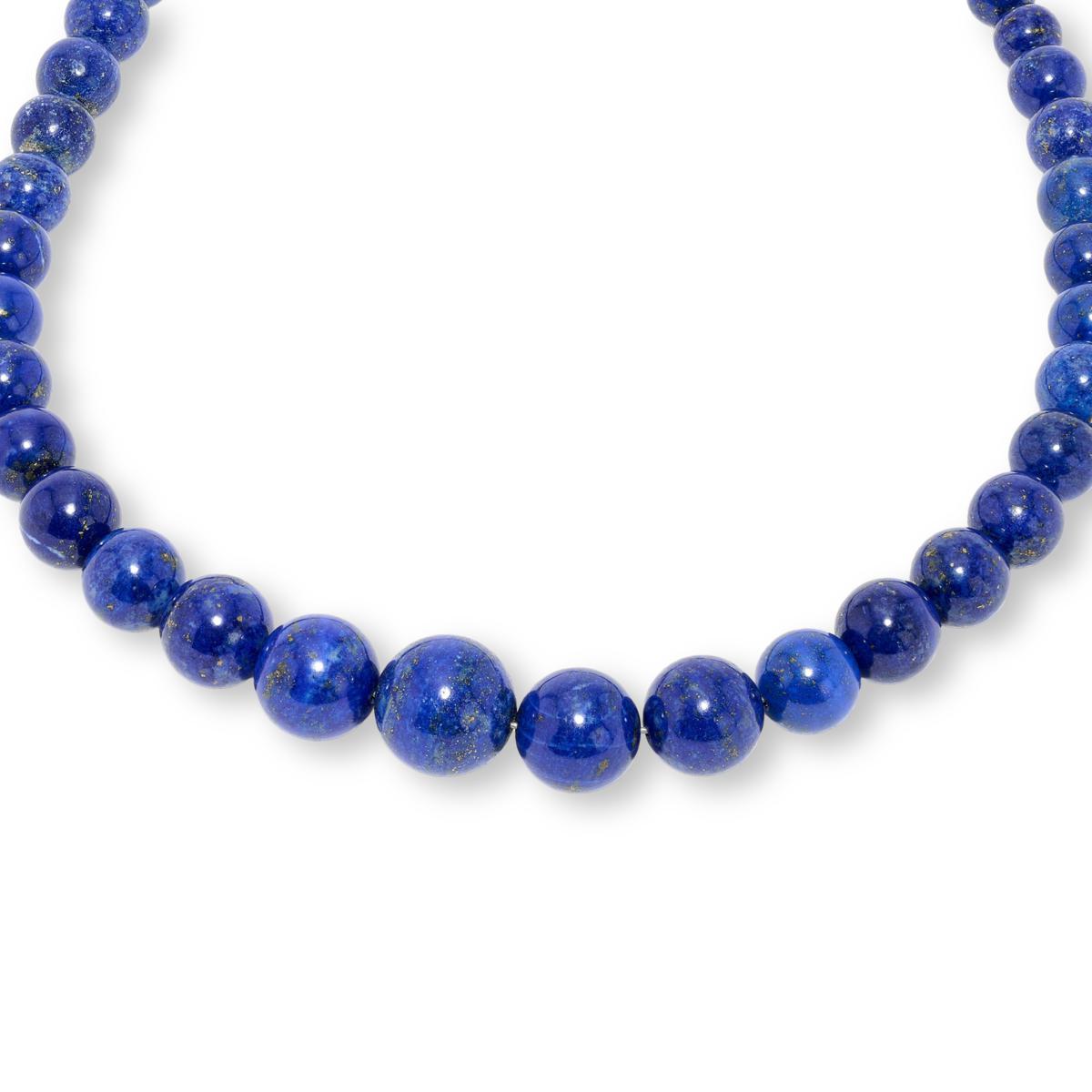 10mm Natural Egyptian Lapis Lazuli Gemstone Bead Necklace – 18" – Blue, Handmade