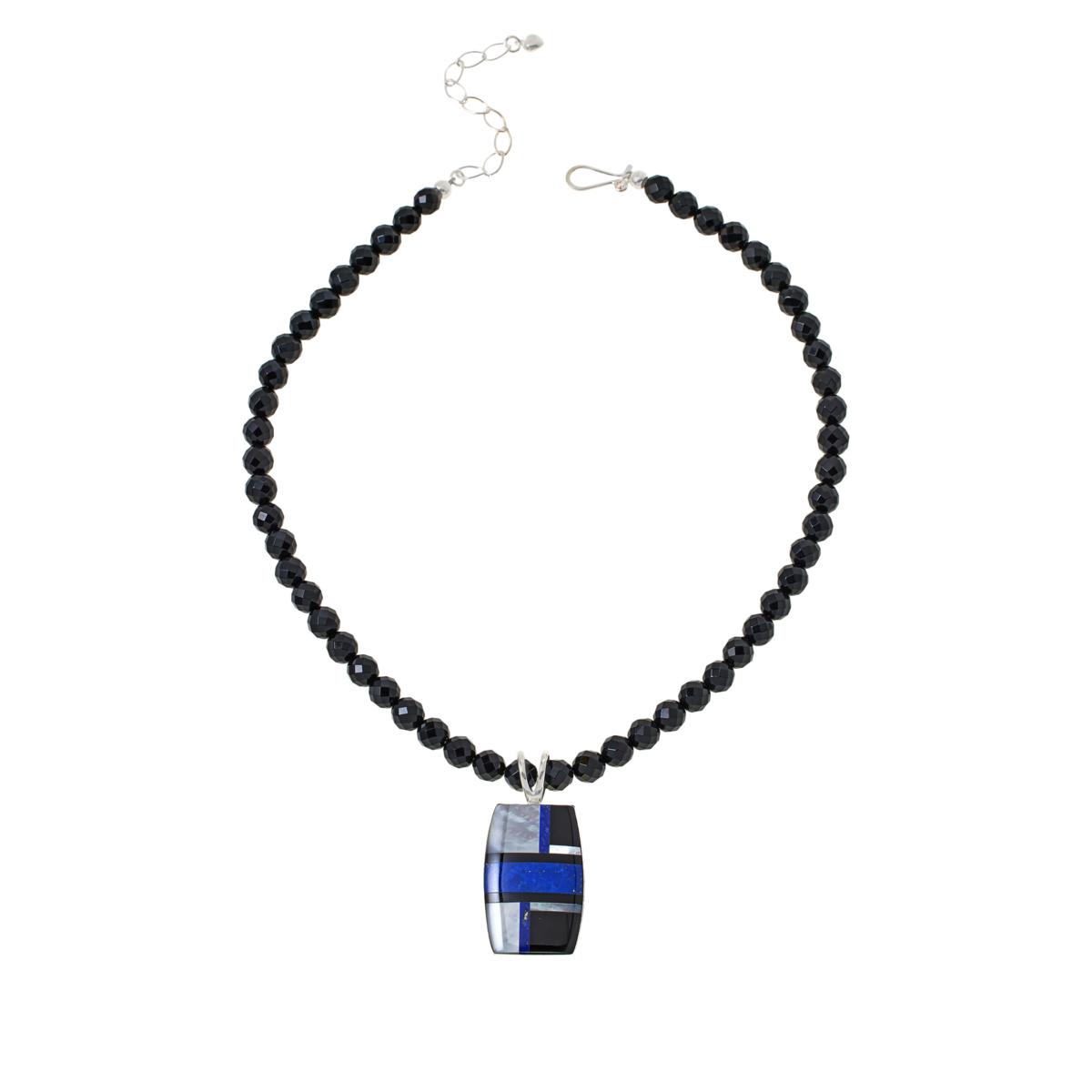 Buy The Mens Black Onyx and Red Mosaic Beaded Necklace | JaeBee 18