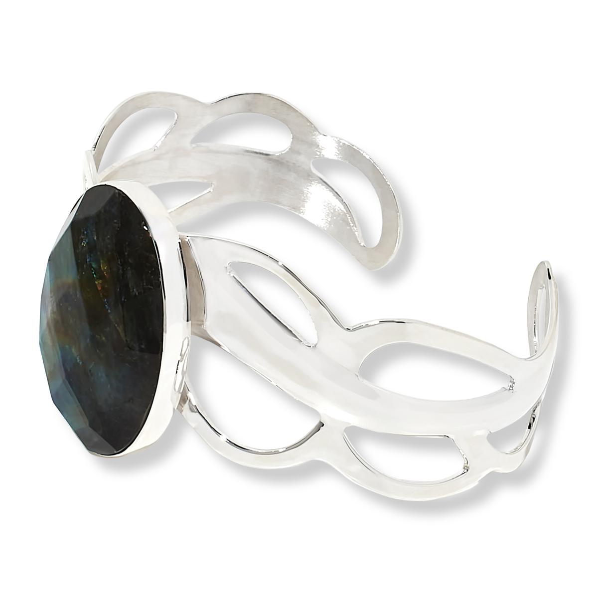 Stunning 925 Sterling Silver buy Labradorite Cuff Bracelet