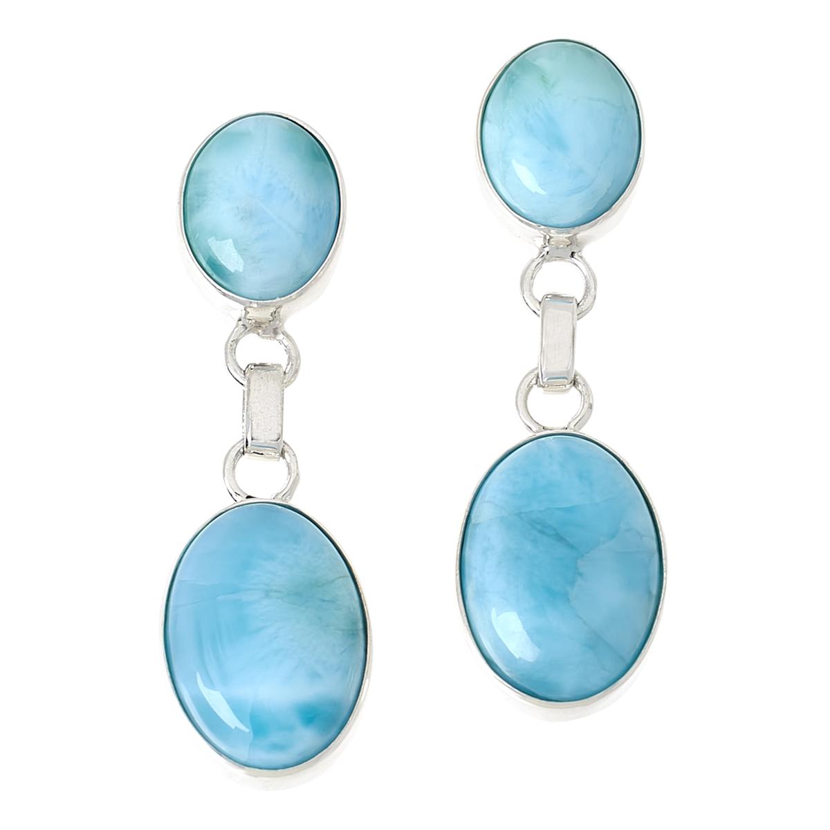 Jay King Gallery Collection Sterling Silver Larimar Oval Drop Earrings