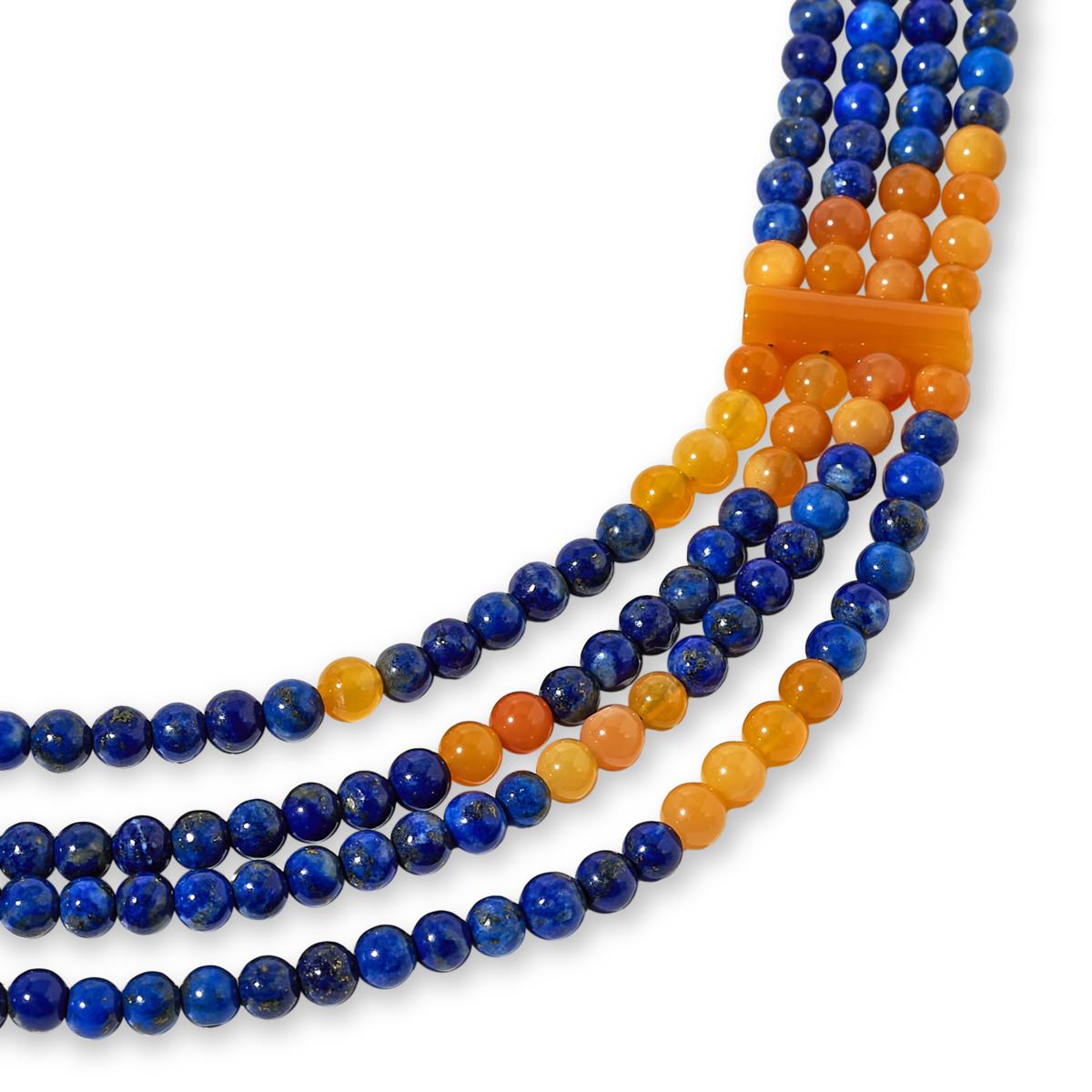 Jay King Lapis and Yellow Dragon Stone Bead Multi-Strand