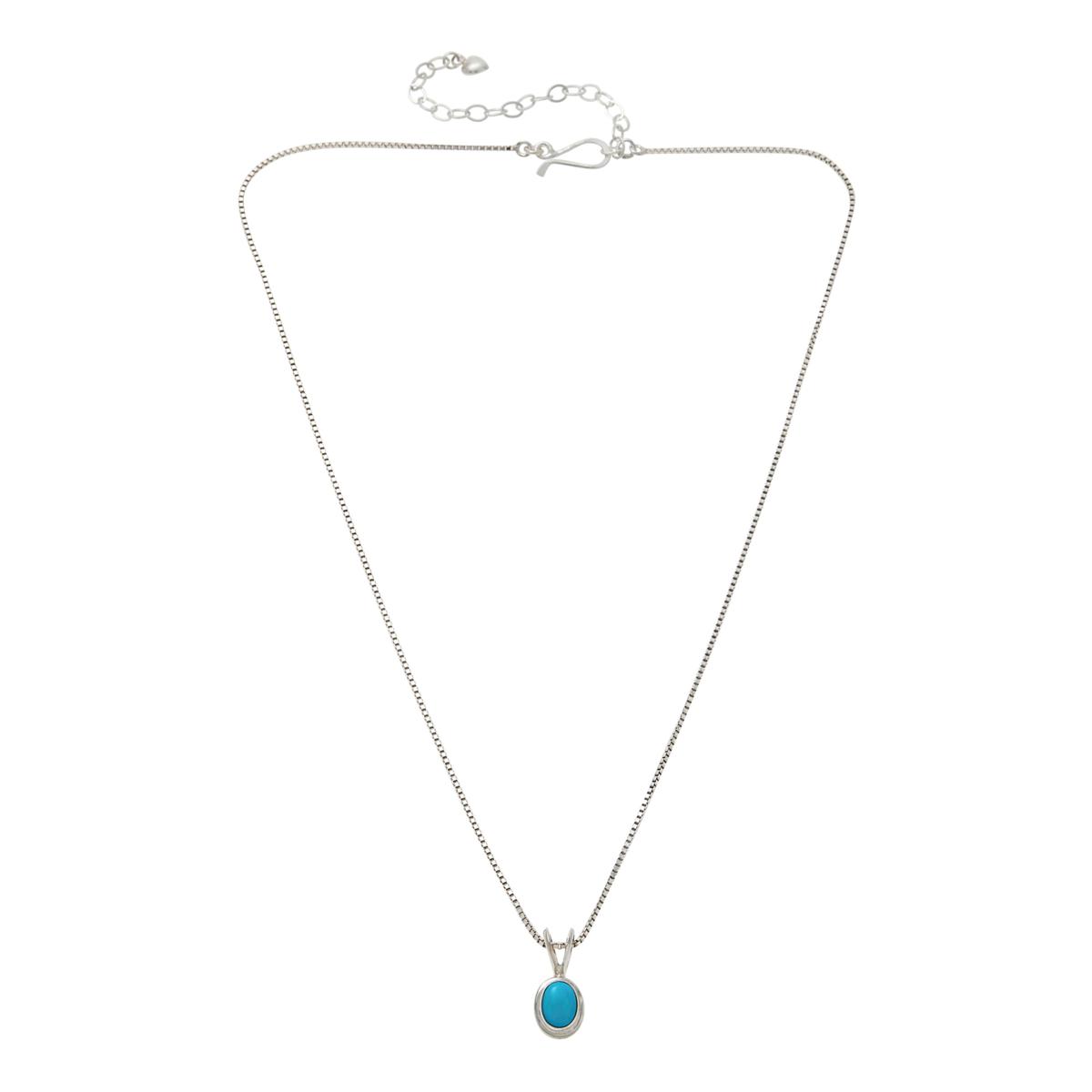 Jay King Sleeping Beauty Turquoise Oval Pendant with Box Chain - 22062639