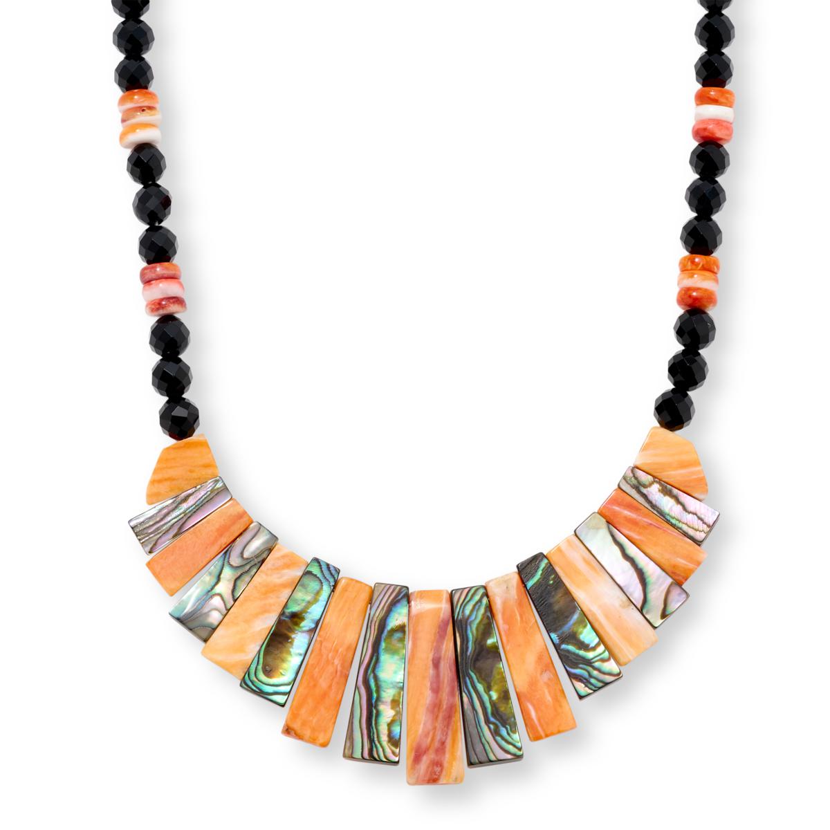 パワーストーン材 【jewelrypillow］2セット Jay King Spiny Oyster, Abalone & Midnight Chalcedony Necklace | HSN