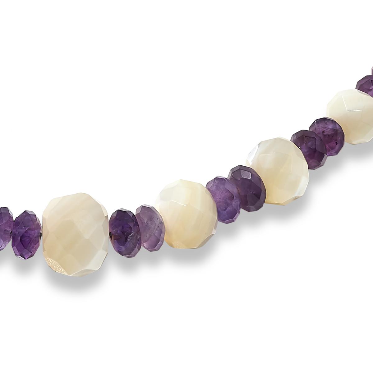 Sterling Silver Amethyst and Mother of Pearl Necklace Sterling Silver Amethyst and Mother of Pearl Necklace