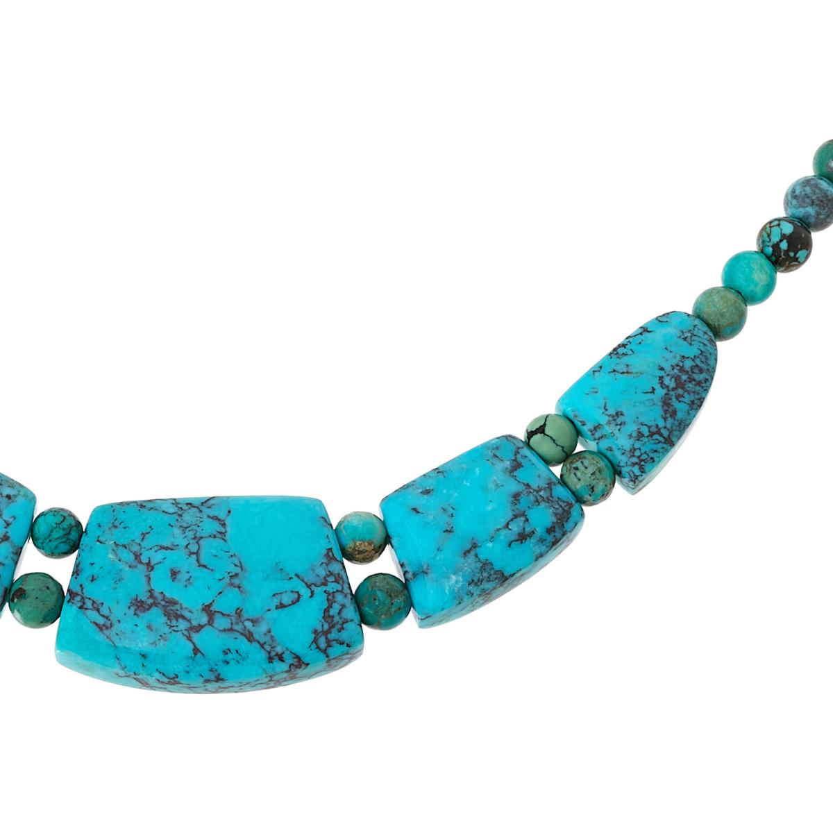 Jay King Southwest Sterling Silver Blue Green newest Turquoise Beaded Necklace