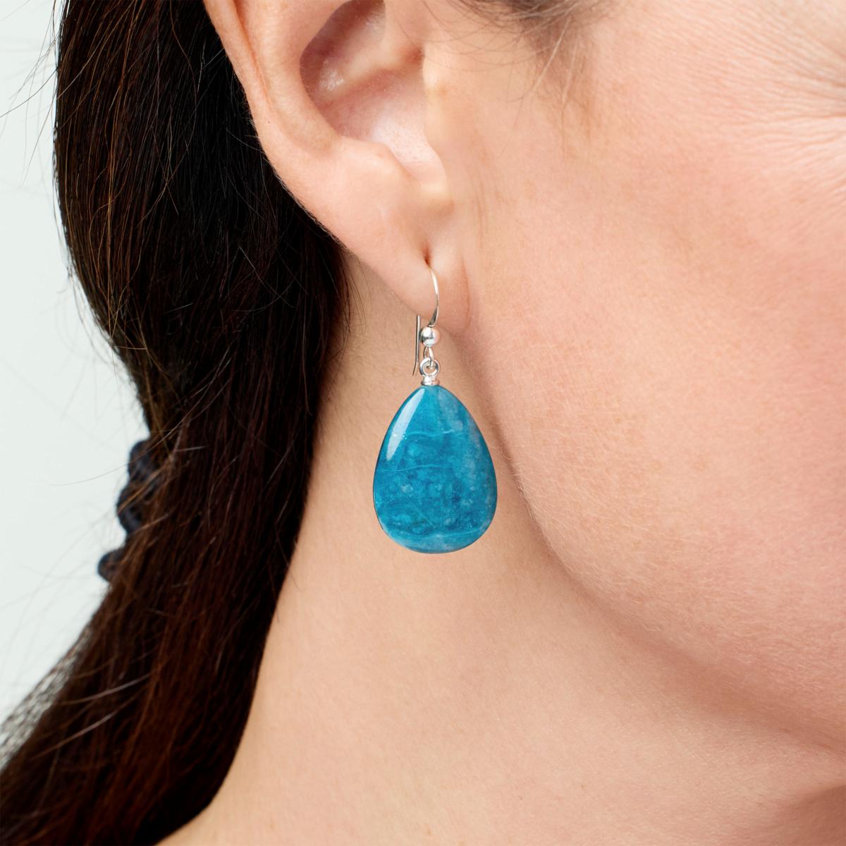 Jay King Sterling Silver Blue Apatite Pear Drop Earrings