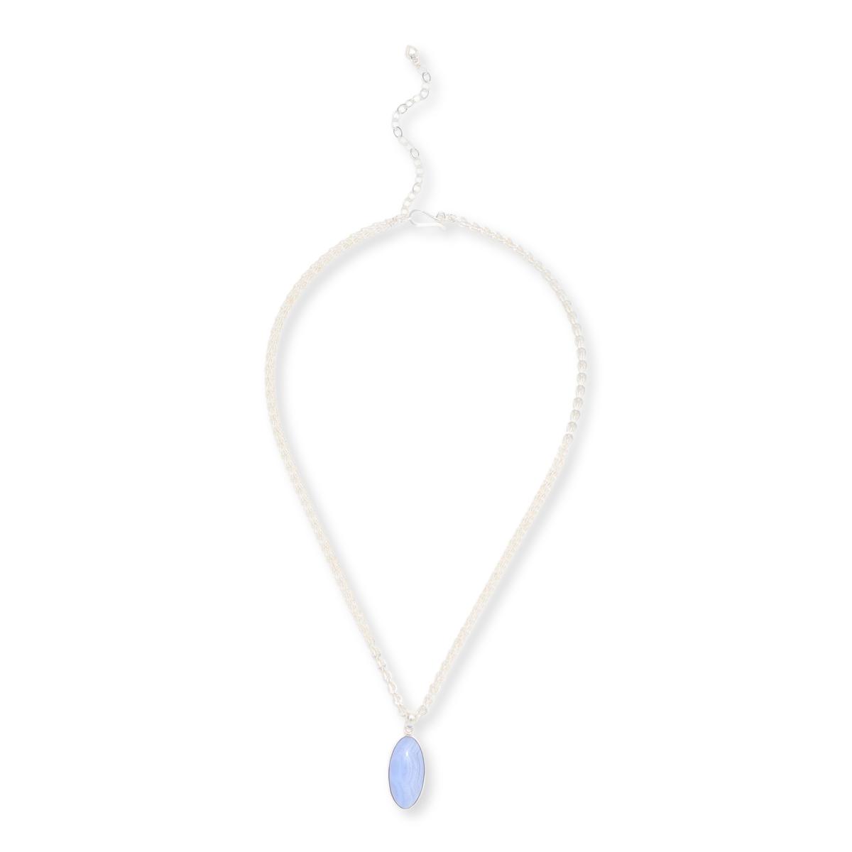 Jay King Sterling Silver Blue Lace Agate Pendant with Chain | HSN