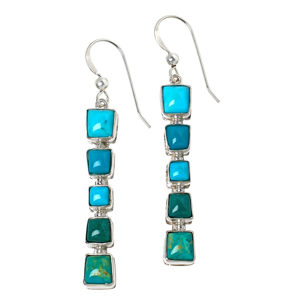 Blue Kingman Turquoise Earrings - Sterling Silver good Earrings - Blue Turquoise Dangles - Dangle Earrings