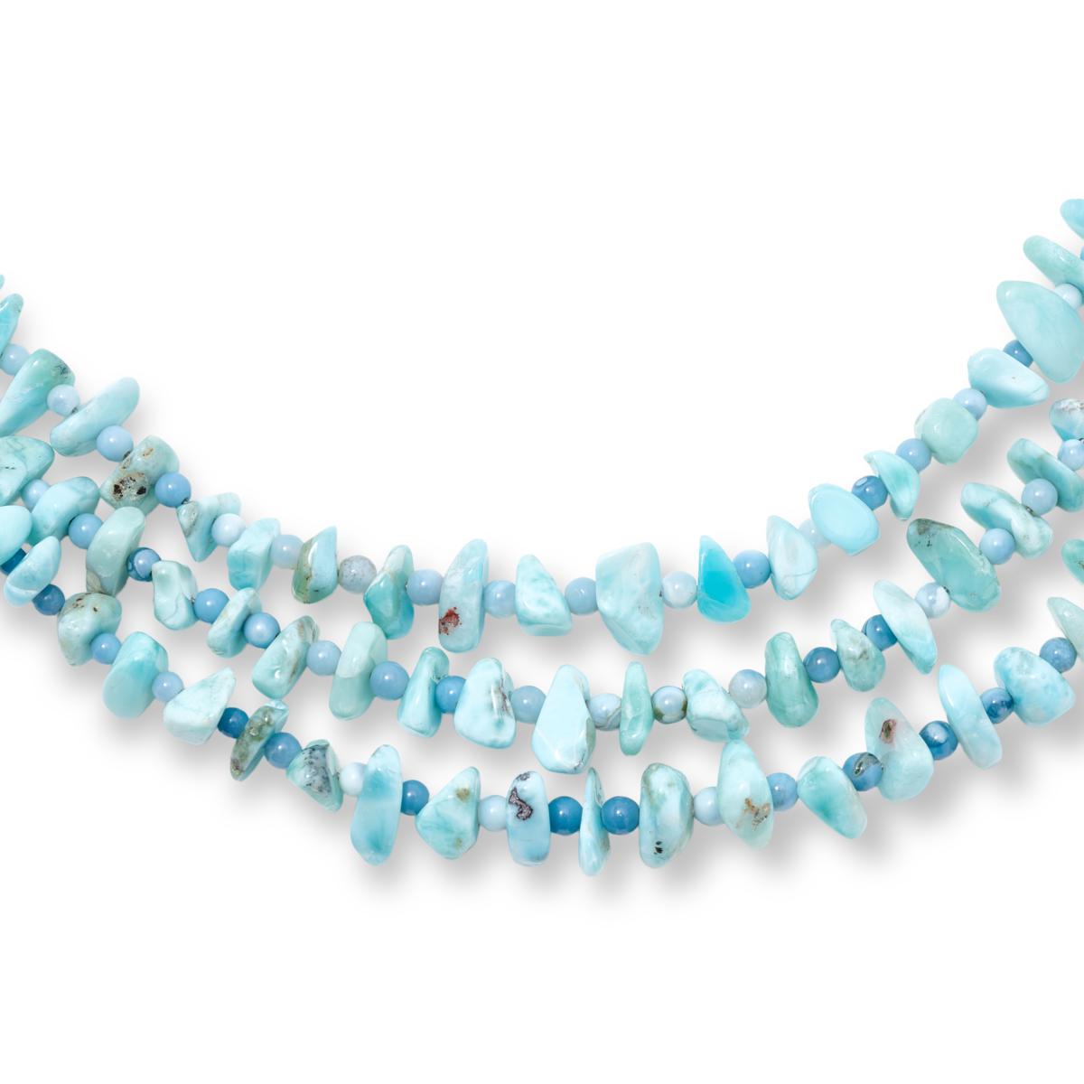 Jay King Sterling Silver Larimar and Blue Opal 3-Strand Necklace | HSN