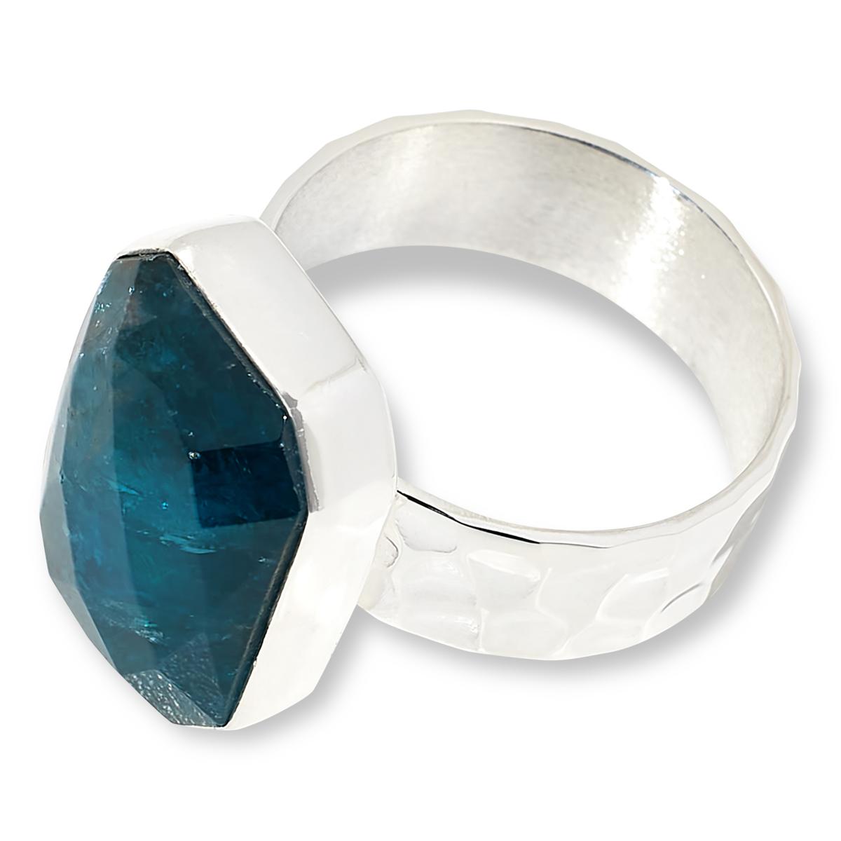 Genuine Blue Green Madagascar Apatite Three Stone Ring outlet 925 Sterling Silver