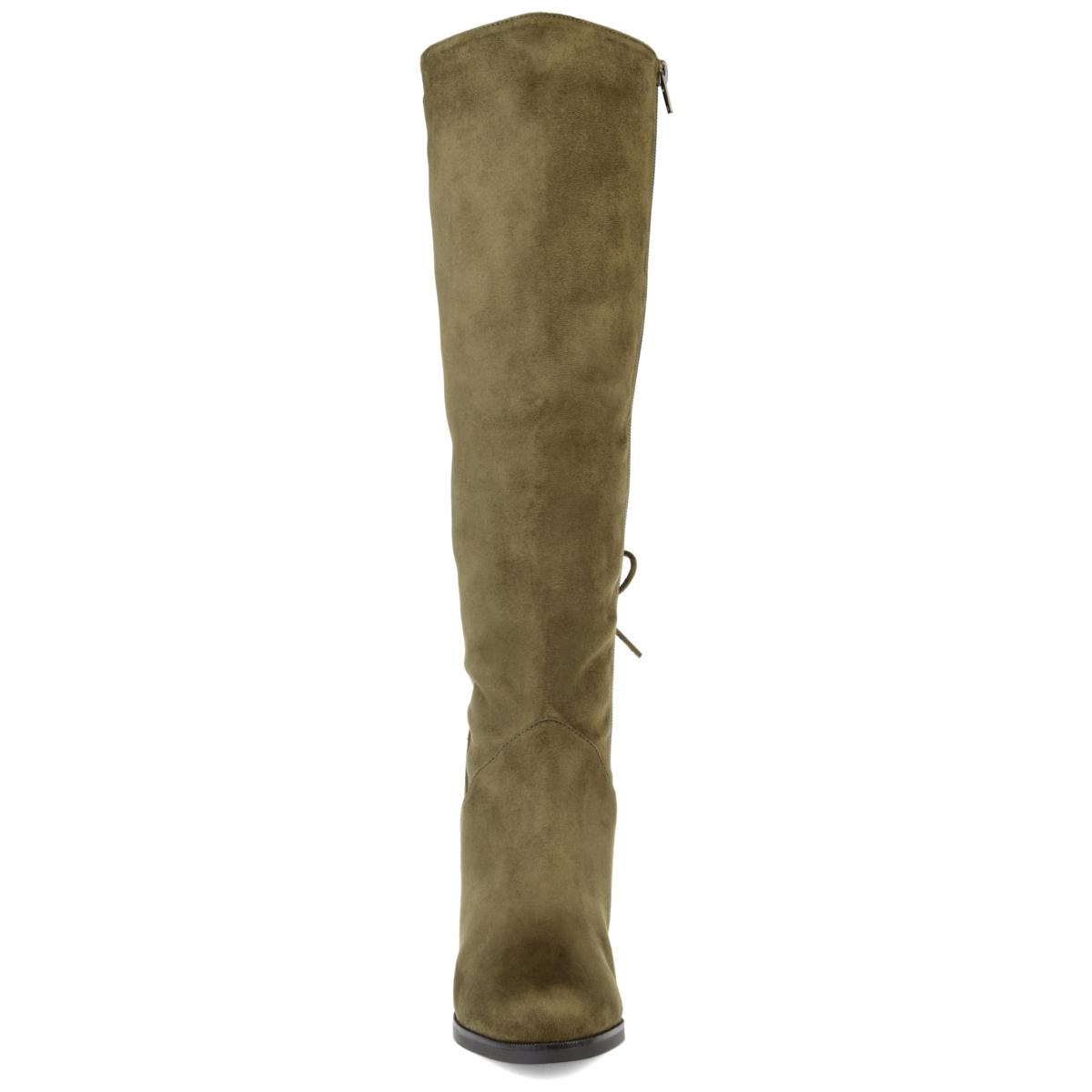 Olive green wide calf boots best sale