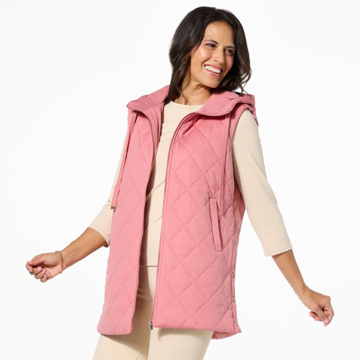 Women's 1X (16-18) 2024 Pink Puffer Vest with Hood