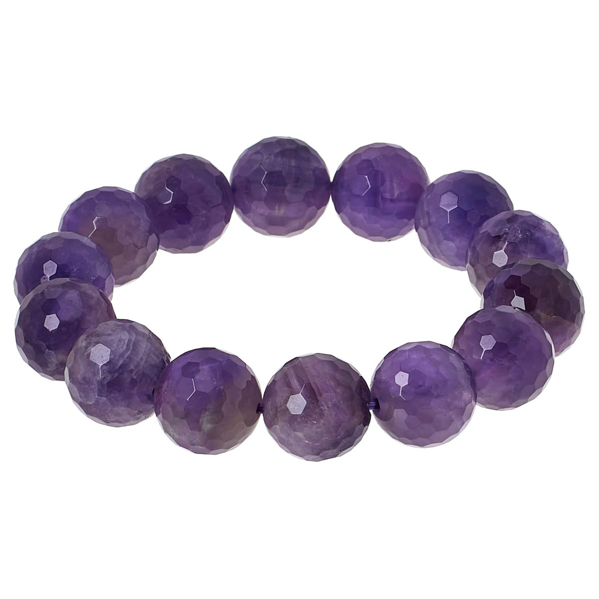 KALIFANO Amethyst Faceted Bead Stretch Bracelet - 22261389 | HSN