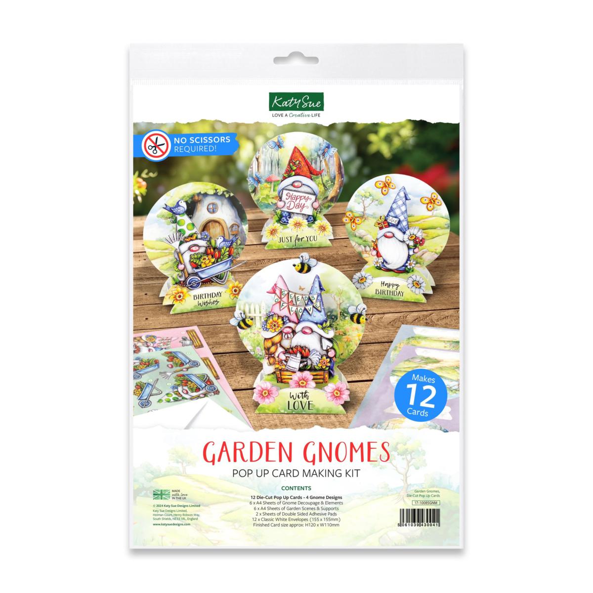 Katy Sue Garden Gnomes DieCut PopUp Card Making Kit 23320182 HSN