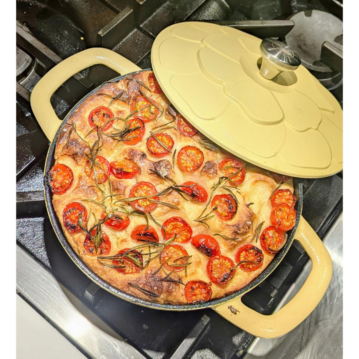 Kitchen HQ 2qt. Cast Iron Ceramic Nonstick Dutch Oven w/Floral