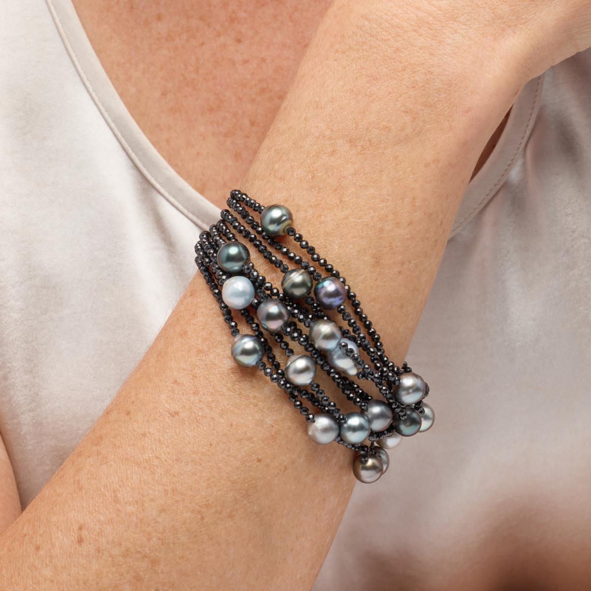 Shops Black Spinel and Tahitian black pearls bracelet