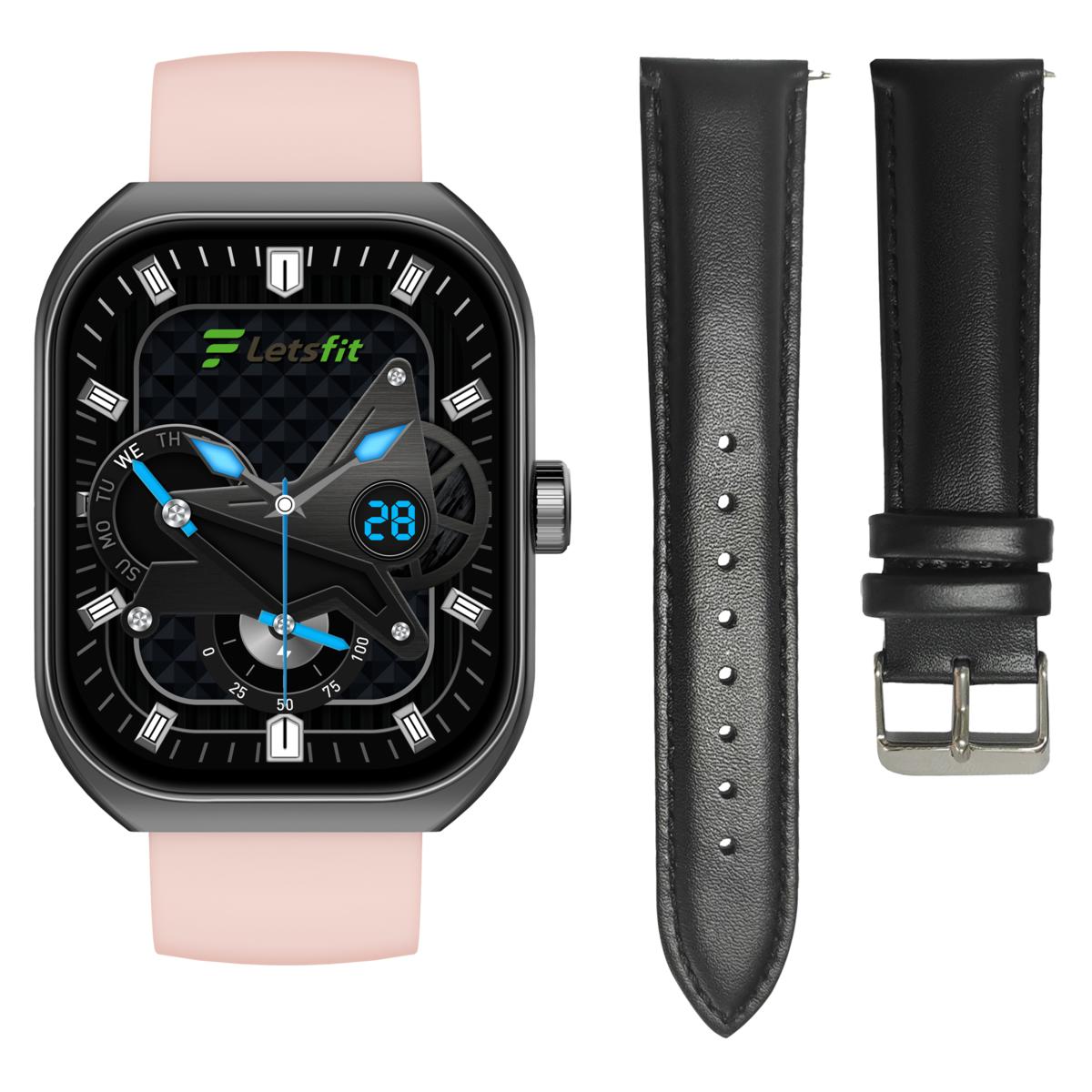 LetsFit E46 Smart Watch with Band and Charger Set of 2 - Black | HSN