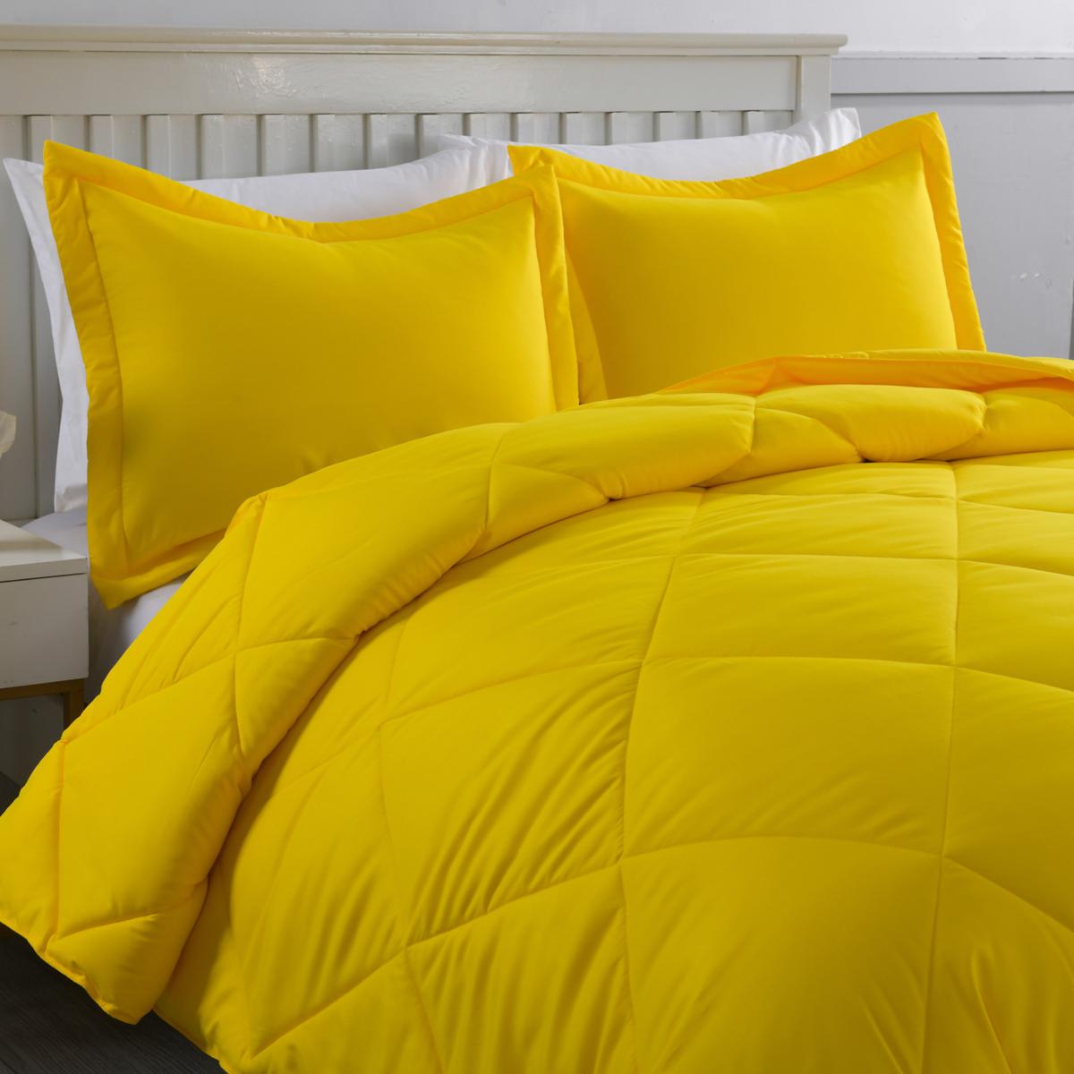 Multifunctional Yellow Comforter Set: 6 Non Slip Fitted Sheet