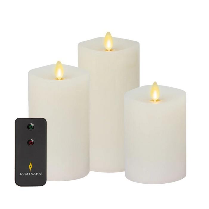 Luminara Set of Three MeltedTop Flameless Candles 22117929 HSN