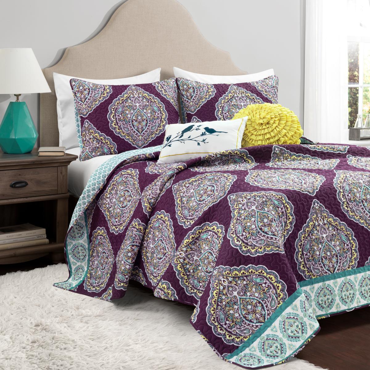 Lush Décor Harley Reversible Quilt Set, 5 Piece - Full/Queen