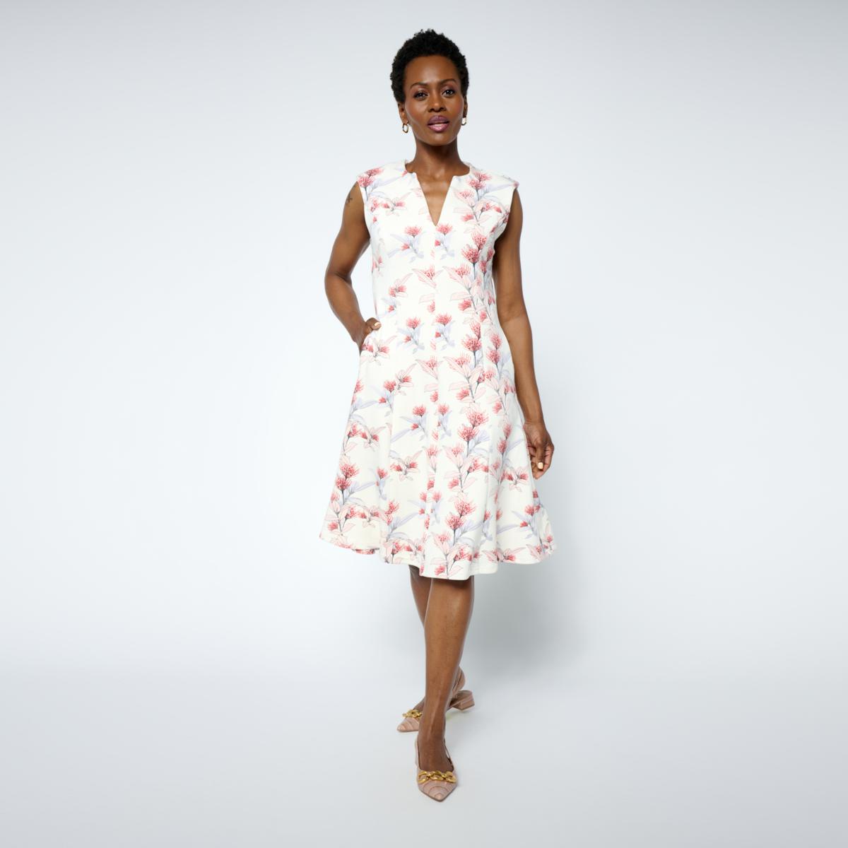 Badgley Mischka Mark & James by Fit And Flare Sleeveless Dress - Navy/White Pine Dot Badgley Mischka Mark & James by Fit And Flare Sleeveless Dress - Navy/White Pine Dot