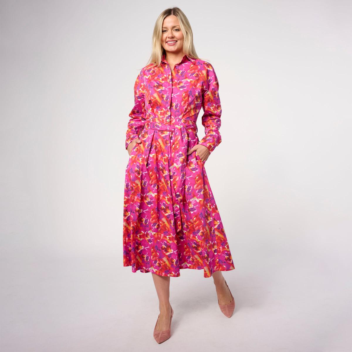 Mark & James by Badgley Mischka Laura Poplin Faux Wrap Shirtdress