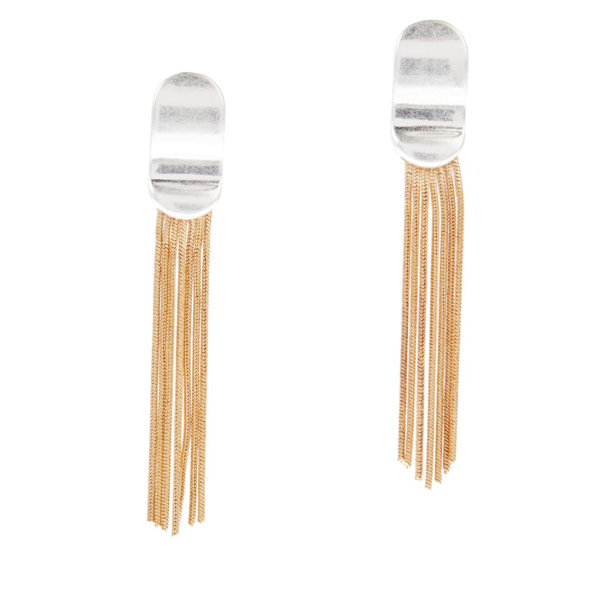 MarlaWynne Abstract Snake Chain Tassel Earrings 20889141 HSN