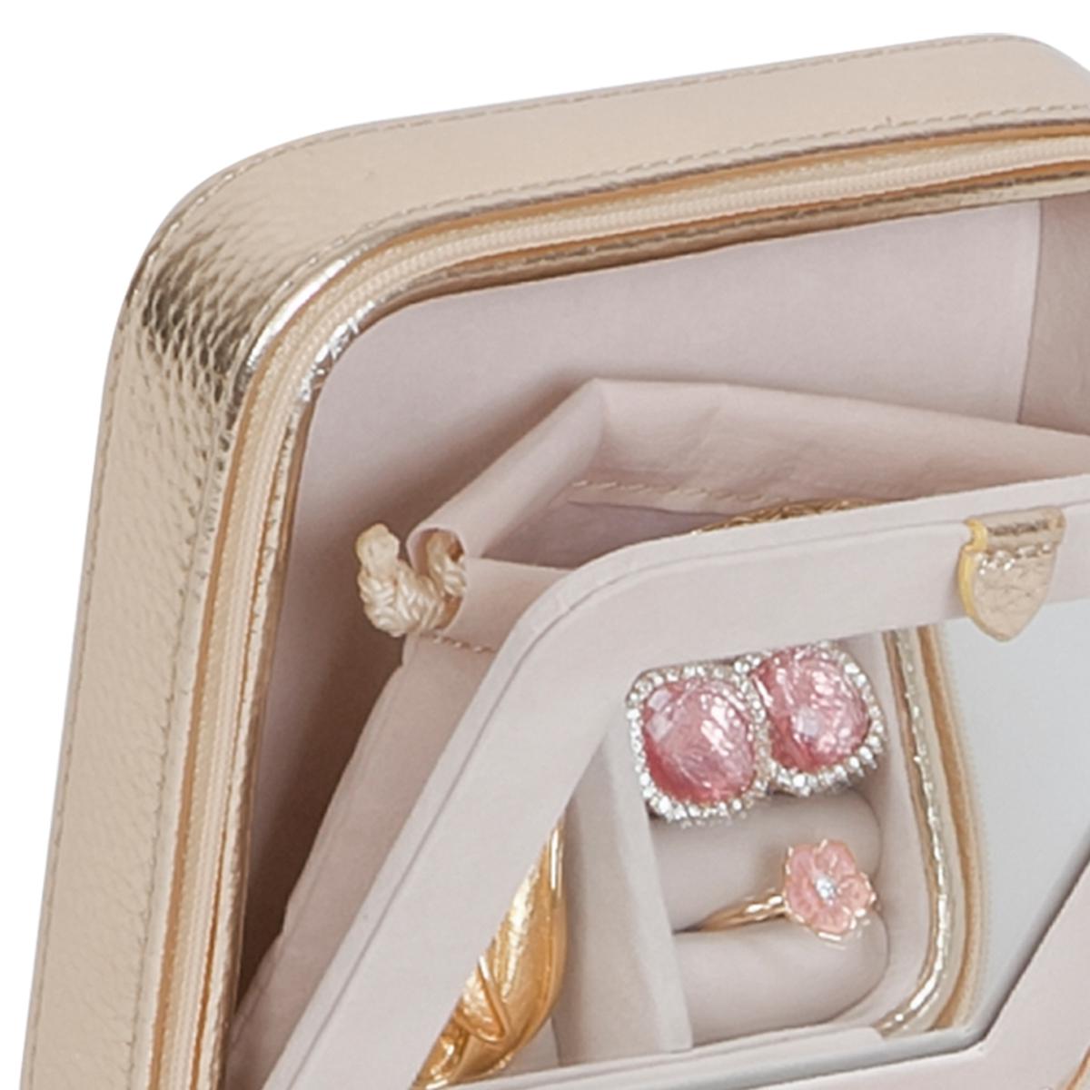 Small Travel Jewelry Case in Rose Gold