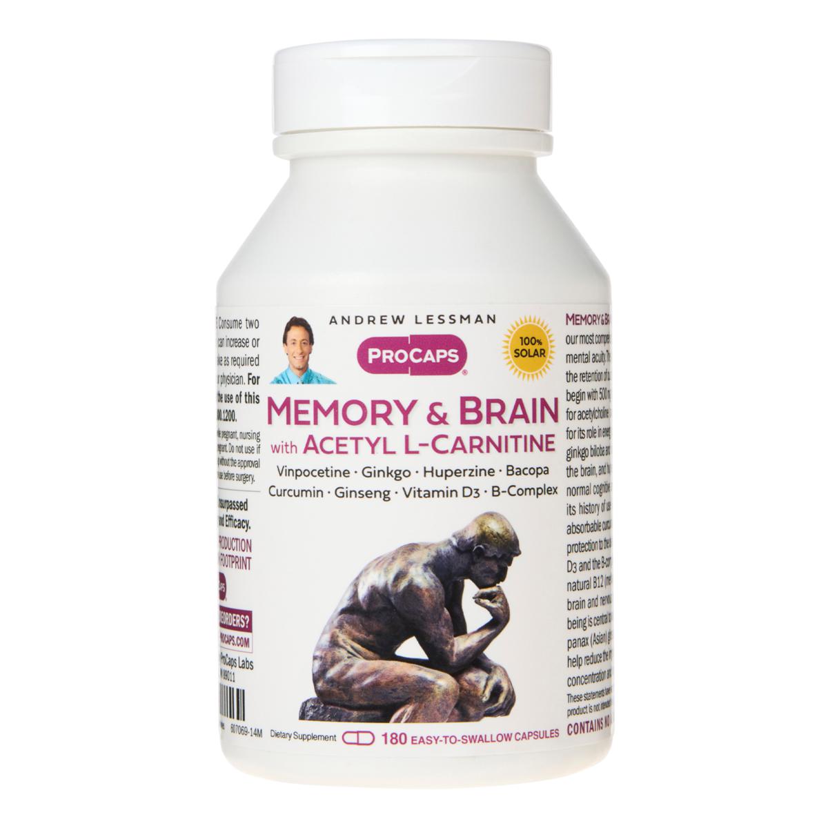 Memory and Brain with Acetyl LCarnitine 180 Capsules 9436328 HSN