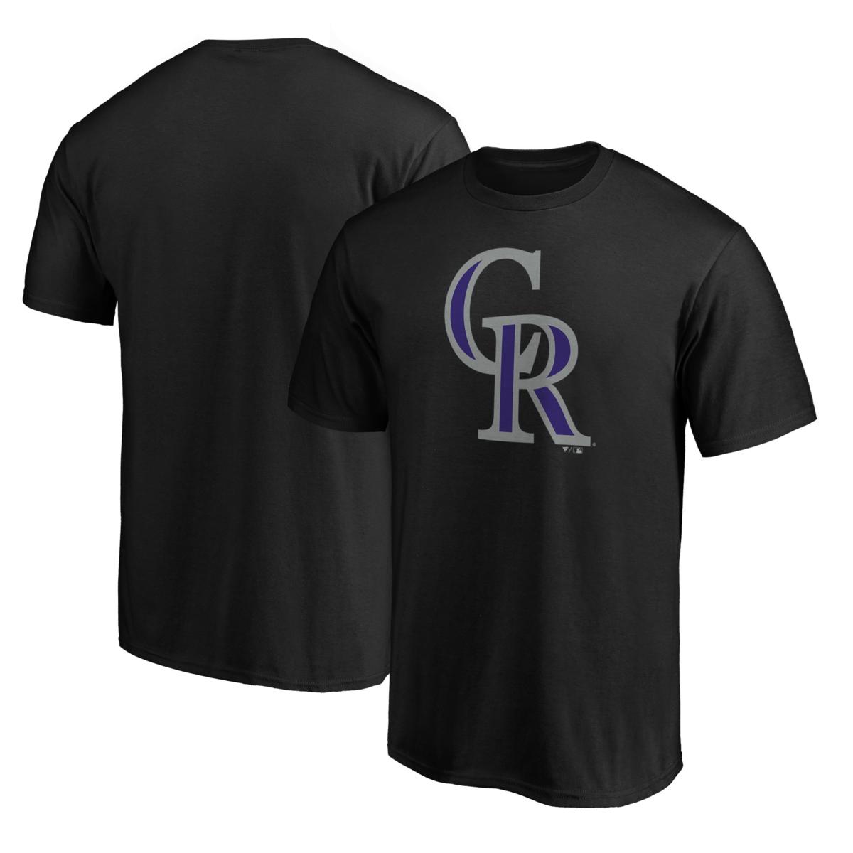 Men s Black Colorado Rockies Team Color Primary Logo T Shirt