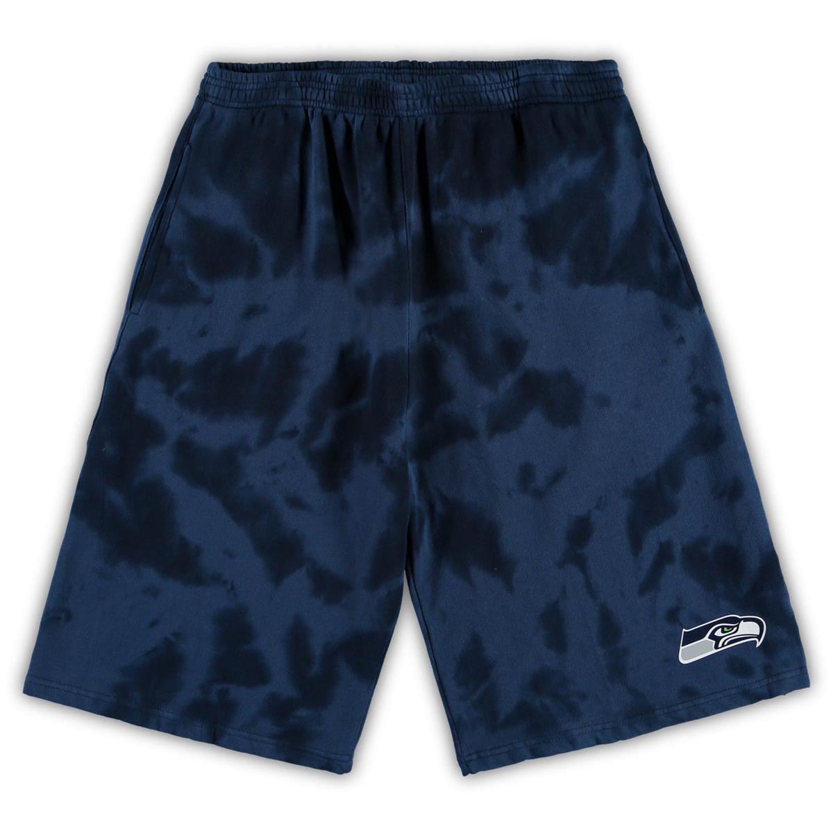 Men's College Navy Seattle Seahawks Big & Tall Tie-Dye Shorts ...