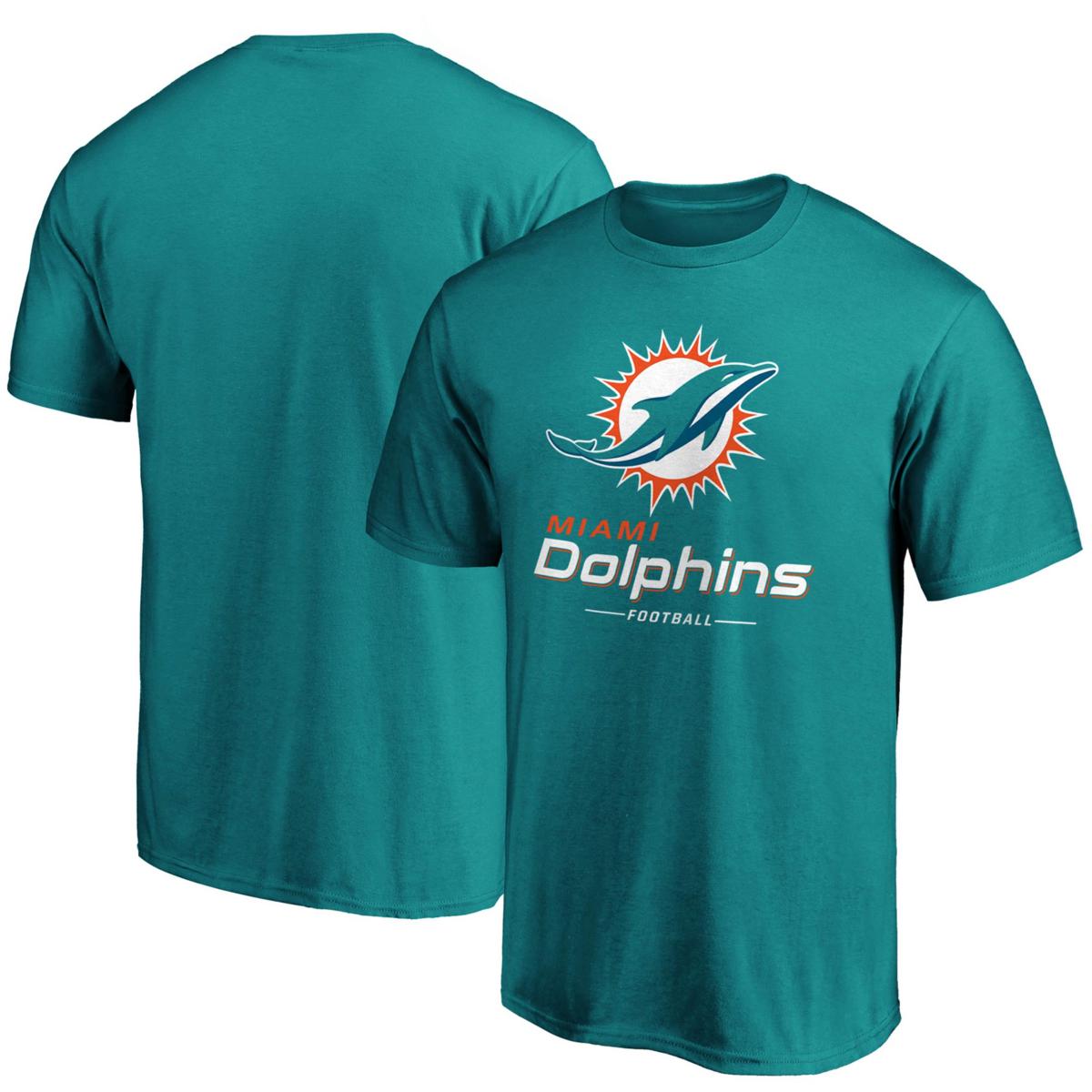 Men's Fanatics Branded Aqua Miami Dolphins Team Lockup Logo T-Shirt ...