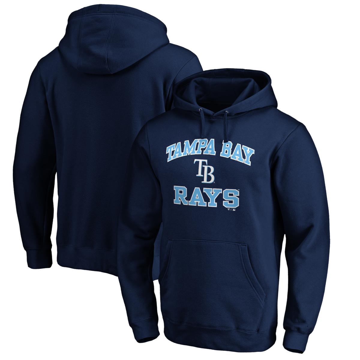 Men's Fanatics Branded Navy Tampa Bay Rays Heart & Soul Fitted Pullover  Hoodie