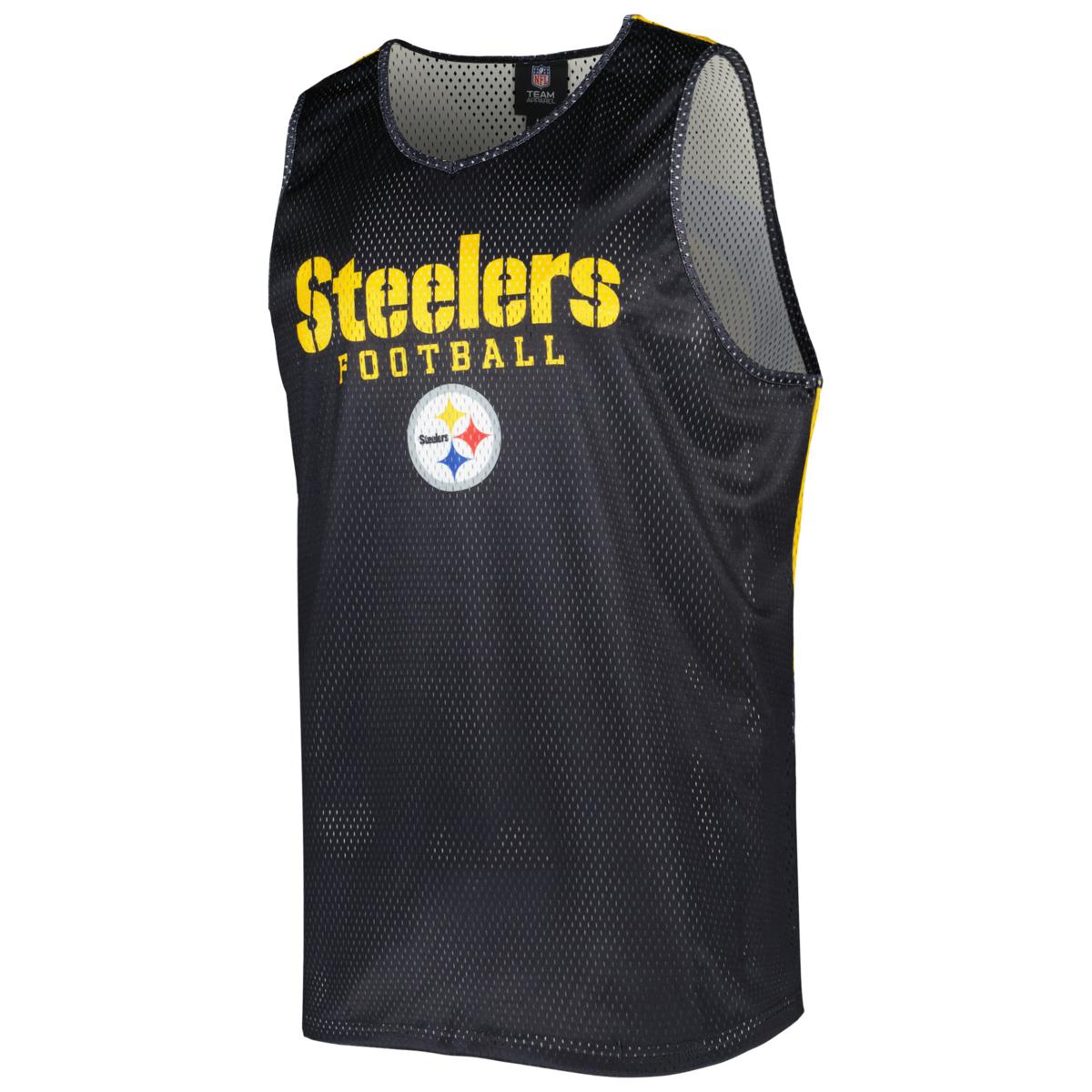 Men's FOCO Black Pittsburgh Steelers Colorblock Mesh V-Neck & Shorts Set Size: Small