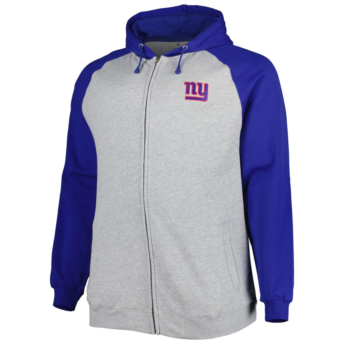 Men's Heather Gray New York Giants Big Tall Fleece Raglan Full