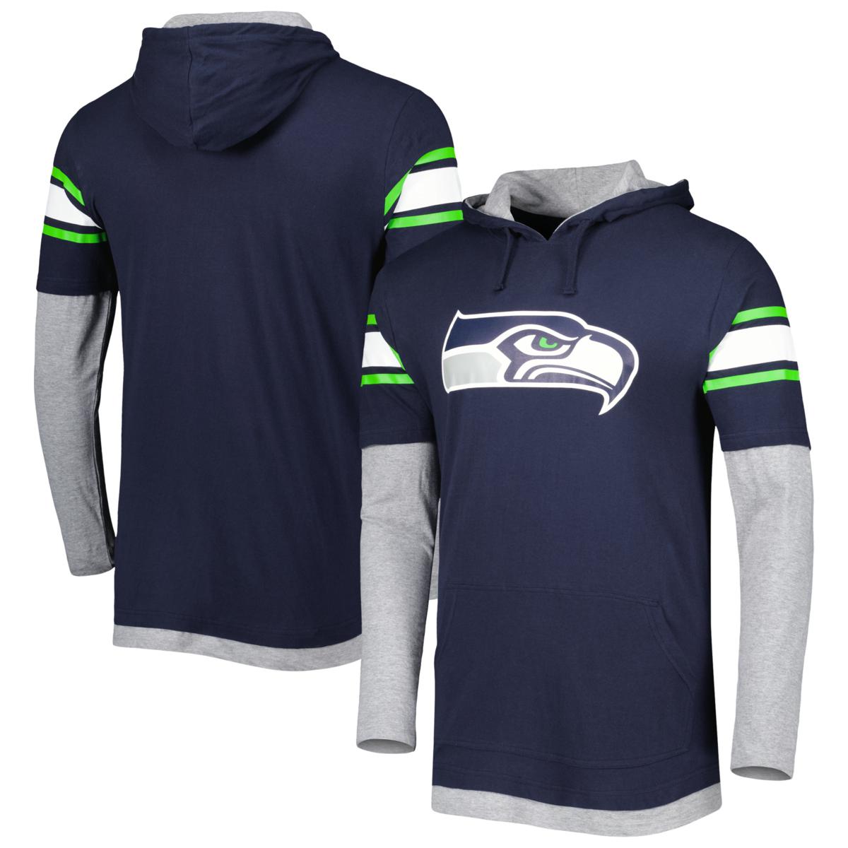 Men s New Era College Navy Seattle Seahawks Long Sleeve Hoodie T