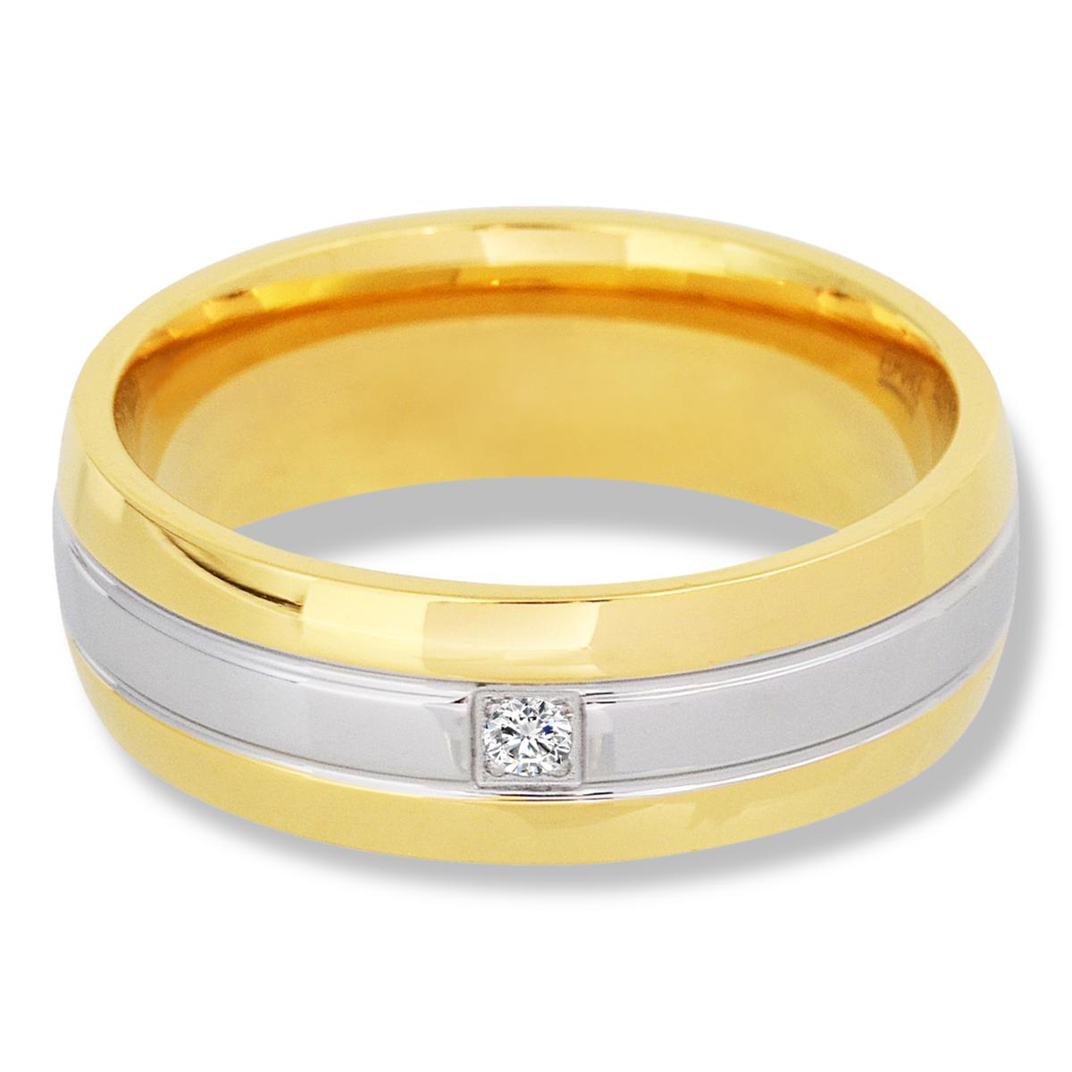 Men's Two-Tone Stainless Steel CZ Band Ring - 23316828 | HSN