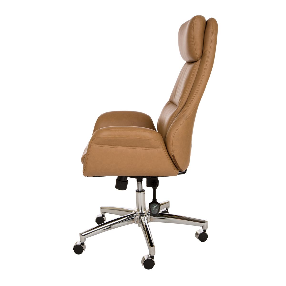 Glitzhome Brown Traditional Ergonomic Adjustable Height Swivel