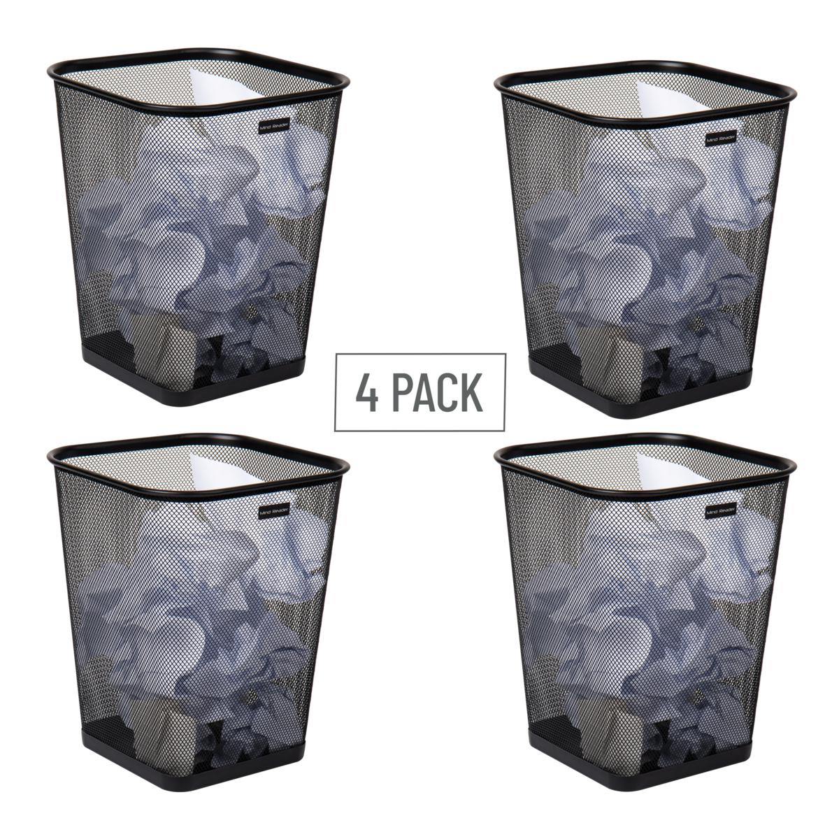 Mind Reader Mesh Trash Can Waste Paper Basket Square Metal