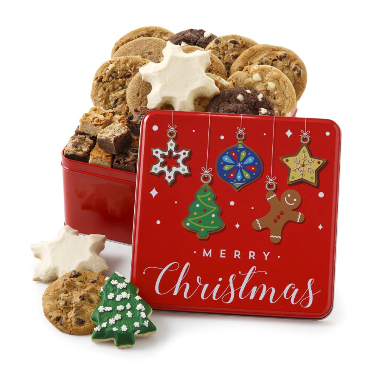 Mrs. Fields Large Holiday Merry Christmas Treats Tin 12/5 Delivery