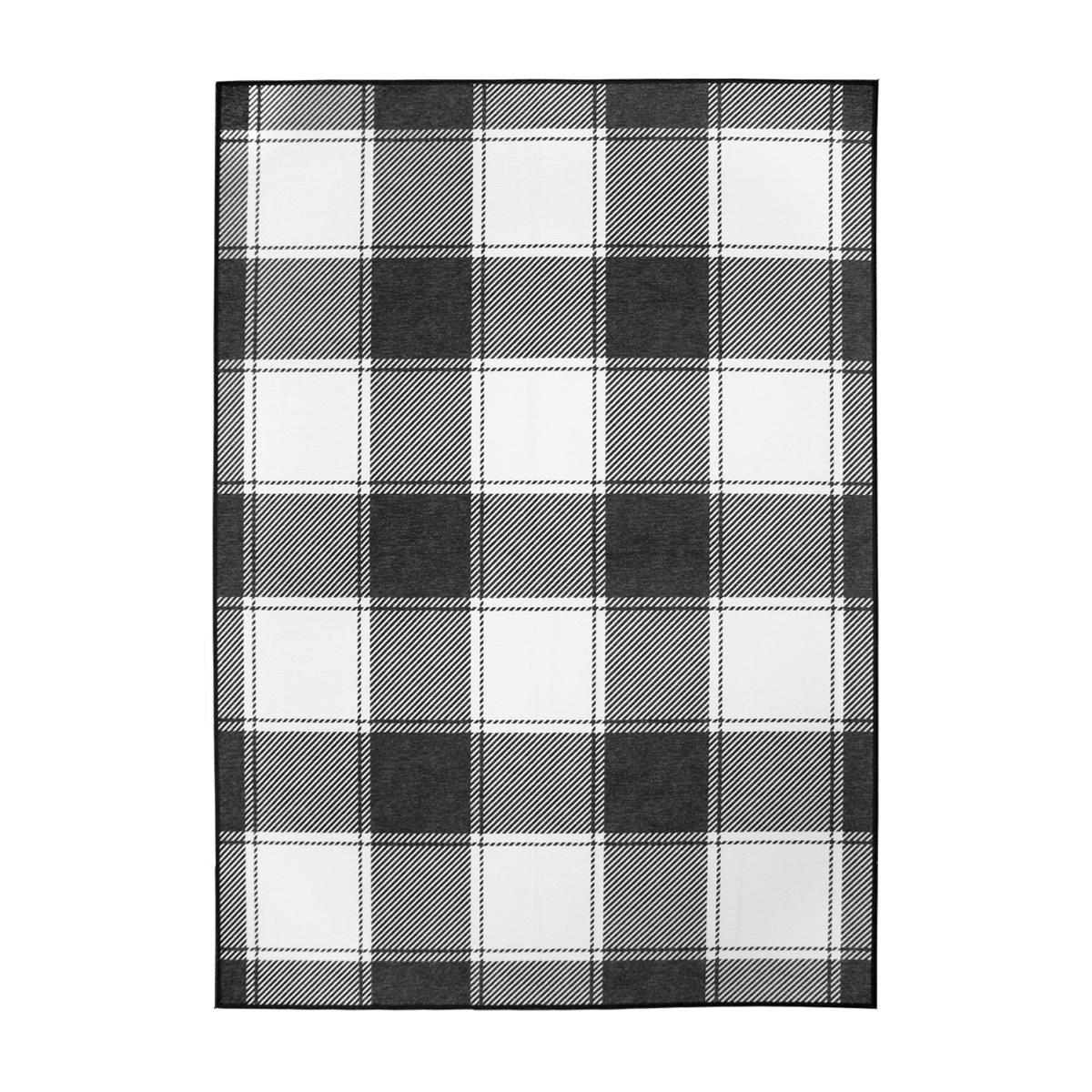 Buffalo Plaid Outdoor Rug, 27.5'' x 43'' Black and White Check