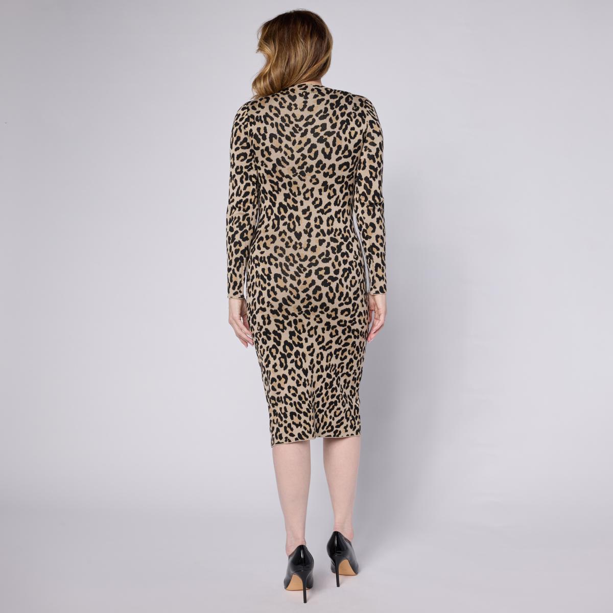 Nina Leonard Jacquard Long-Sleeve Mock-Neck Sheath Dress | HSN