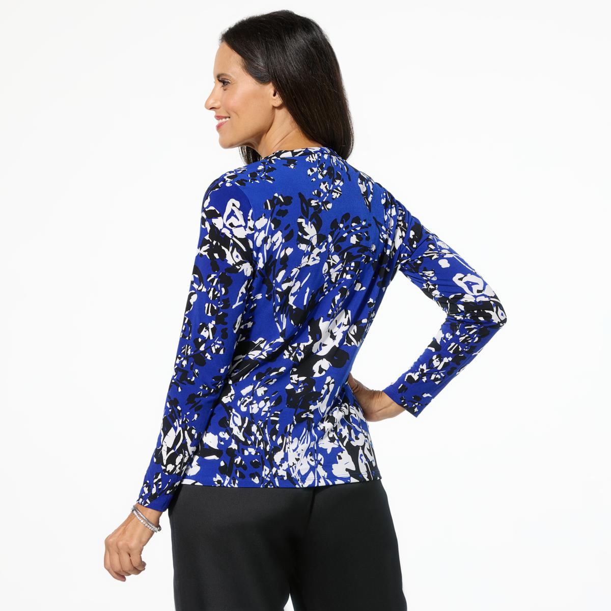 お歳暮 人気 Nina Leonard Long Sleeve Drape Neck-Top - 23256842 | HSN トップス