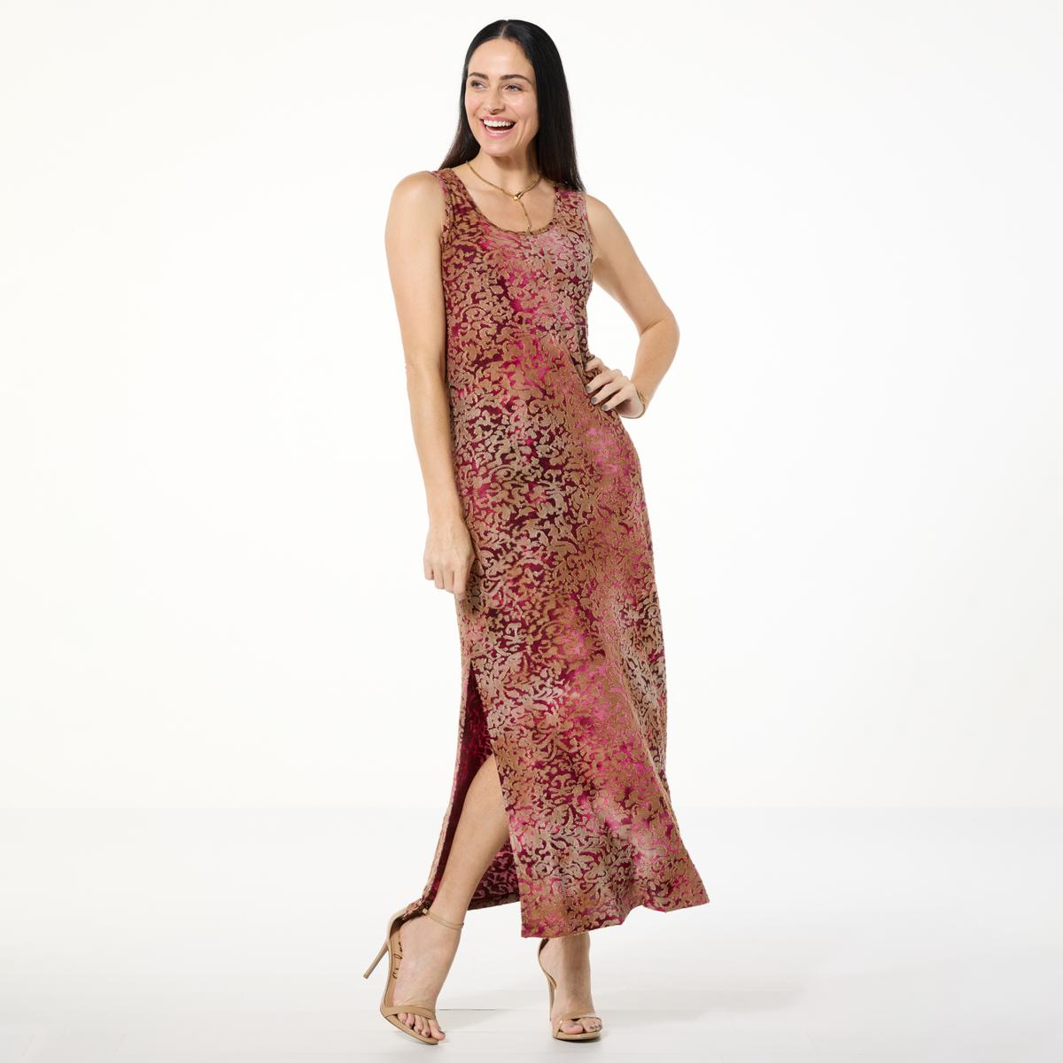 Nina Leonard Sleeveless Burnout Tie Dye Maxi Dress